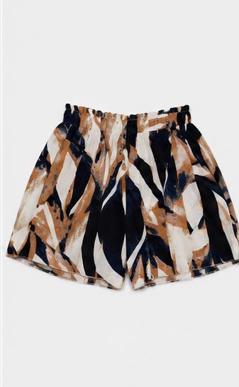 Short Estampado Abstracto de Cintura Alta