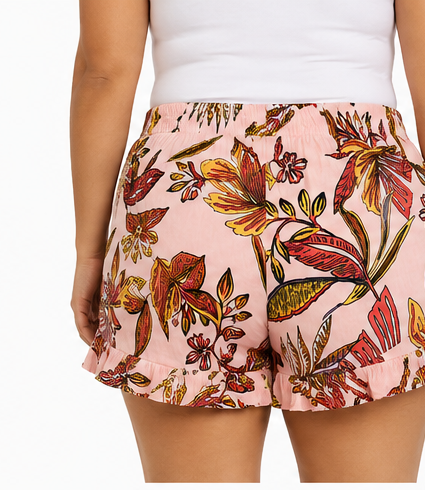 Short Floral con Volante