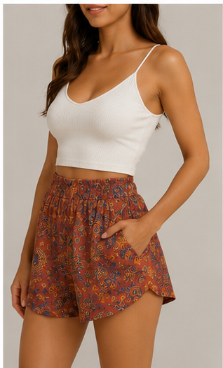 Short Estampado Boho de Tiro Alto