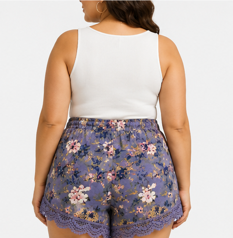 Short Floral con Encaje