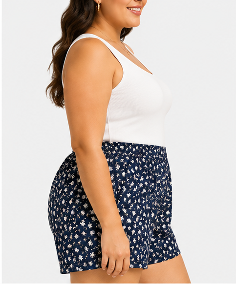 Short estampado floral con cintura elástica