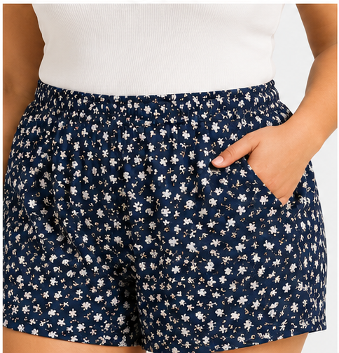 Short estampado floral con cintura elástica