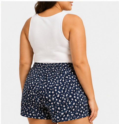 Short estampado floral con cintura elástica