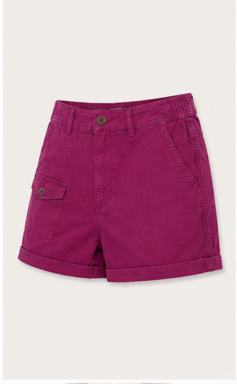 Short de Mezclilla Fucsia de Tiro Alto con Bolsillos Frontales