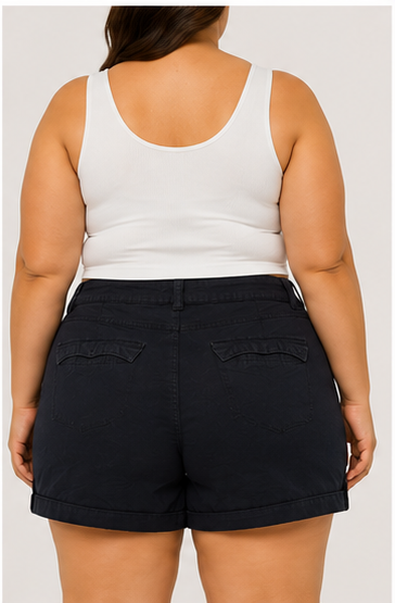 Short Casual de Tiro Medio con Bolsillos Negro