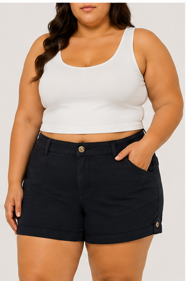 Short Casual de Tiro Medio con Bolsillos Negro