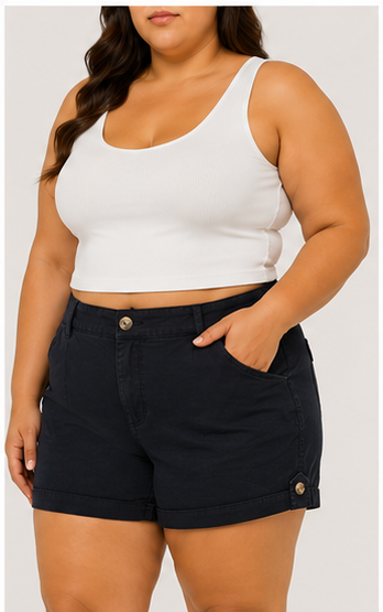 Short Casual de Tiro Medio con Bolsillos Negro