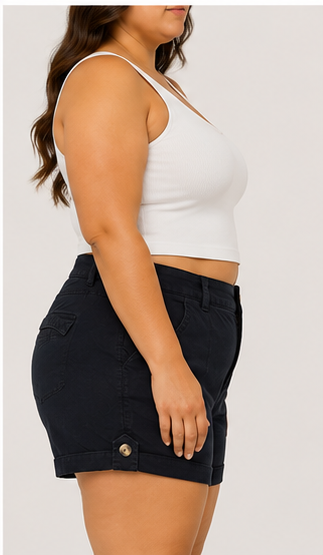 Short Casual de Tiro Medio con Bolsillos Negro