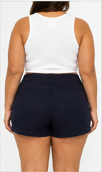 Short Casual de Tiro Medio con Bolsillos Negro