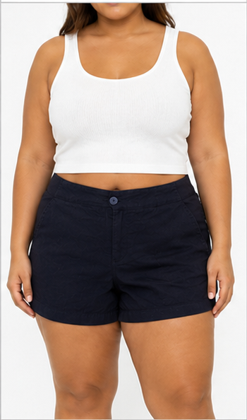 Short Casual de Tiro Medio con Bolsillos Negro