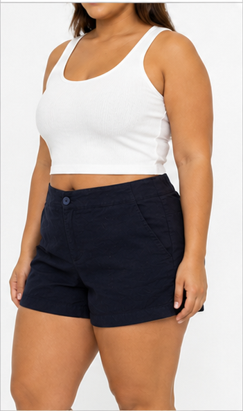 Short Casual de Tiro Medio con Bolsillos Negro