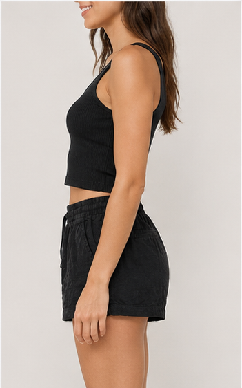 Short Negro con Cintura Elástica