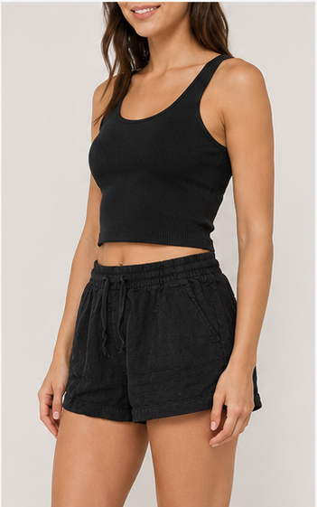 Short Negro con Cintura Elástica
