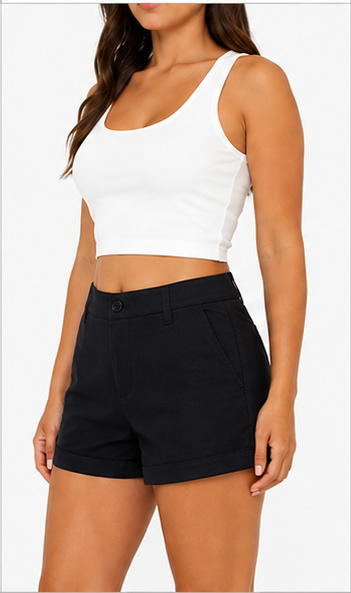 Short Clásico de Tiro Medio con Dobladillo Negro