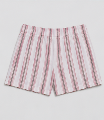 Short de Rayas Rosa de Cintura Alta