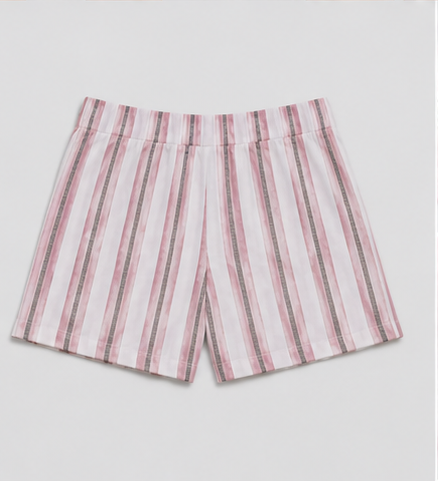 Short de Rayas Rosa de Cintura Alta
