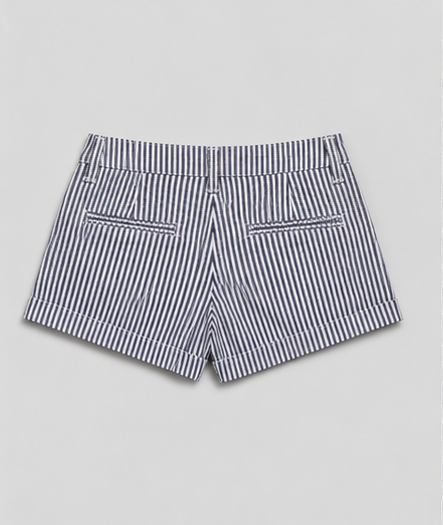 Short de rayas con dobladillo