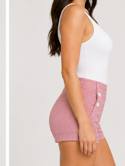 Short de Cintura Alta con Botones Decorativos
