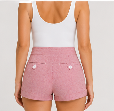 Short de Cintura Alta con Botones Decorativos