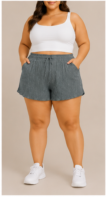 Short Plisado de Cintura Elástica