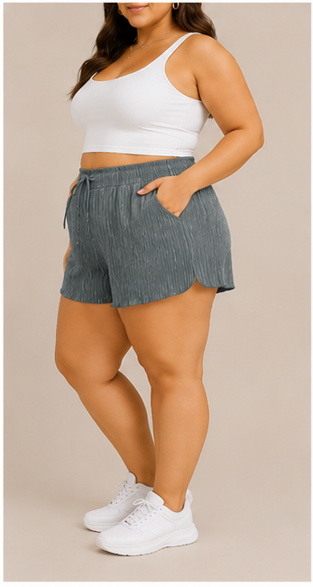 Short Plisado de Cintura Elástica
