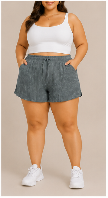 Short Plisado de Cintura Elástica