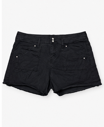 Short de Tiro Alto con Bolsillos Frontales Negro