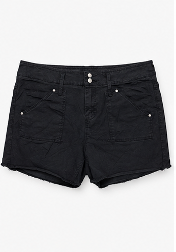 Short de Tiro Alto con Bolsillos Frontales Negro