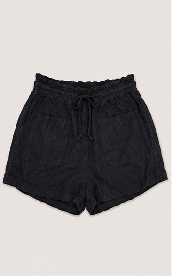 Short Casual de Tiro Alto con Pretina Elástica Negro
