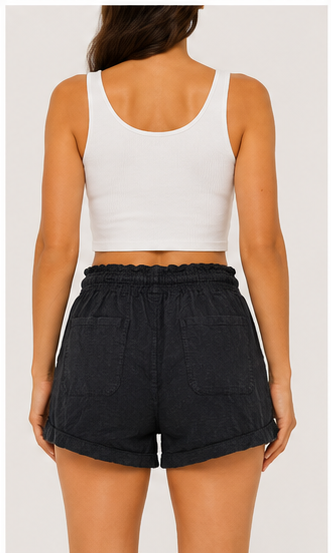 Short Casual de Tiro Alto con Pretina Elástica Negro