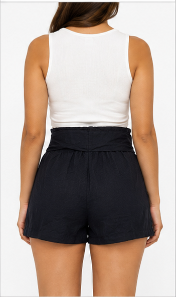 Short de Tiro Alto con Lazo Ajustable Negro