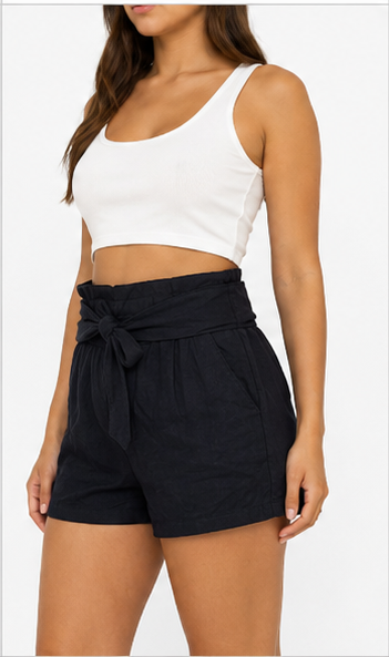 Short de Tiro Alto con Lazo Ajustable Negro