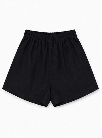Short Casual de Tiro Alto con Cintura Elástica Negro