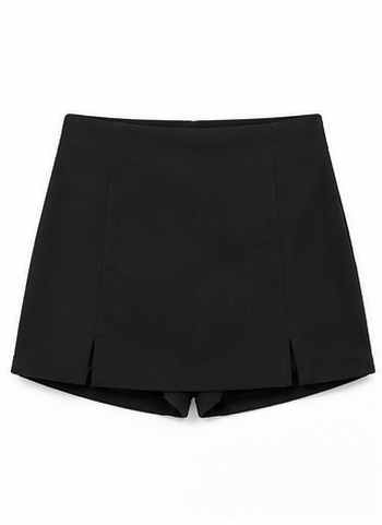 Short Falda de Tiro Alto con Aberturas Negro