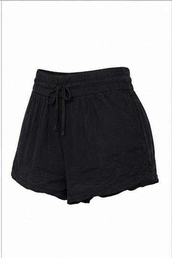 Short Casual de Tiro Alto con Cintura Elástica y Cordón Negro