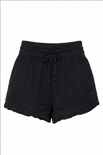 Short Casual de Tiro Alto con Cintura Elástica y Cordón Negro