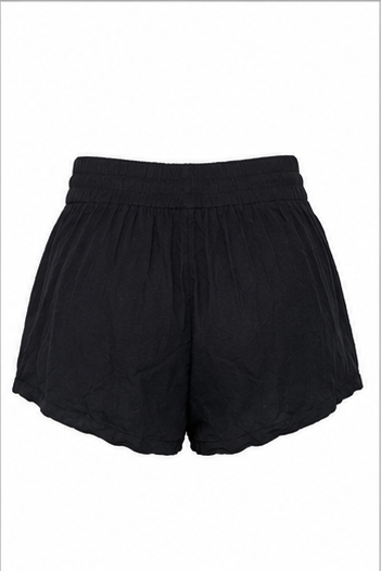 Short Casual de Tiro Alto con Cintura Elástica y Cordón Negro