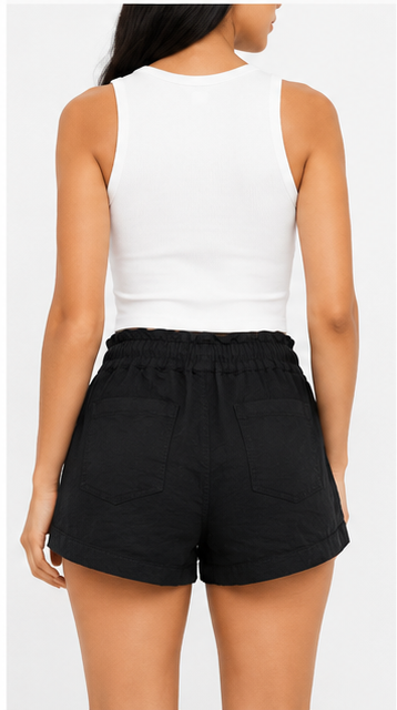 Short Casual con Cintura Elástica y Cordón Negro