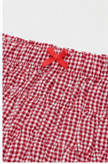 Short de Cuadros Vichy con Cintura Elástica