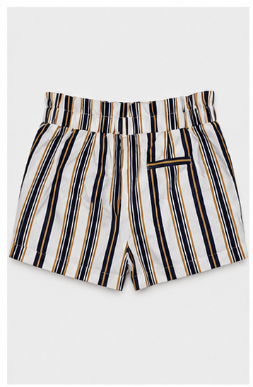 Short Blanco de Rayas Verticales con Bolsillos