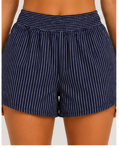 Short de Rayas con Cintura Elástica y Bolsillos Laterales