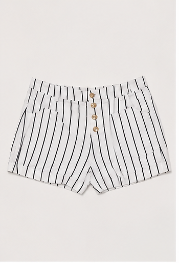 Short Blanco de Rayas Verticales con Botones