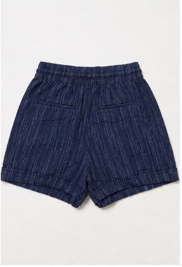 Short Azul Marino de Rayas con Cintura Elástica