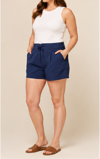 Short Azul Marino con Cintura Ajustable