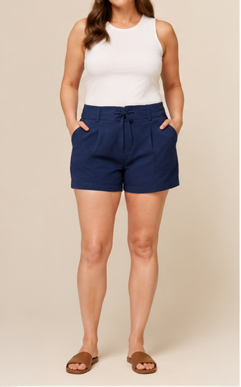 Short Azul Marino con Cintura Ajustable