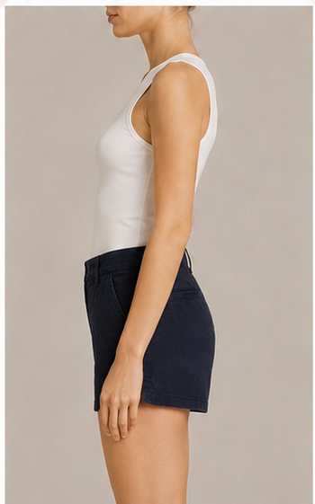 Short Azul Marino de Corte Clásico