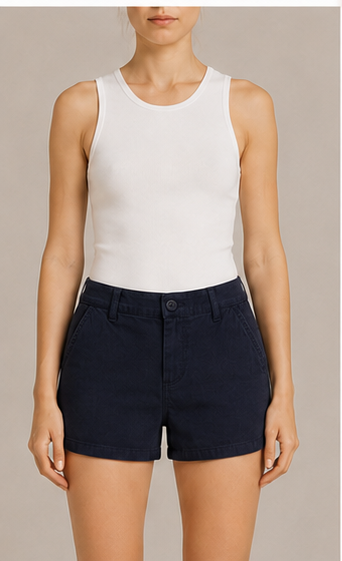 Short Azul Marino de Corte Clásico