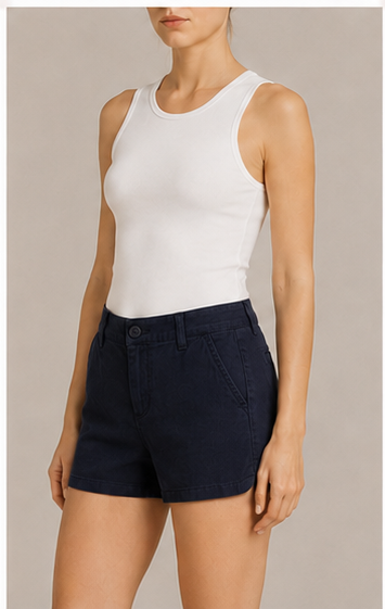 Short Azul Marino de Corte Clásico