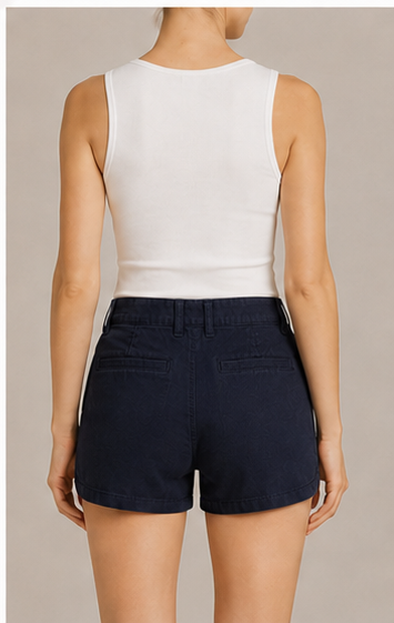 Short Azul Marino de Corte Clásico