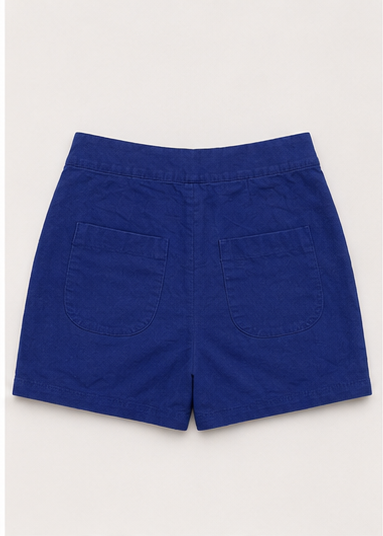 Short de Tiro Alto con Botones Decorativos Azul Rey